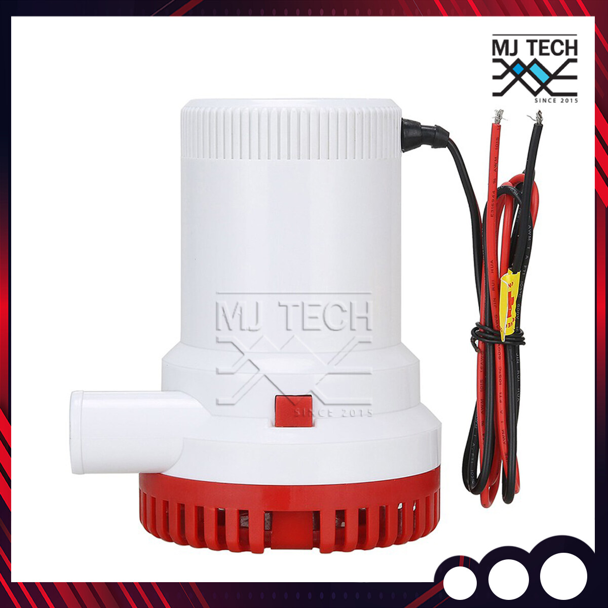 ฺBilge Pump ปั๊มน้ำ ปั๊มน้ำโซล่าเซลล์ แบบแช่ 12V ความเร็ว 2000-GPH ปั๊มน้ำแบบแช่ สีขาวแดง