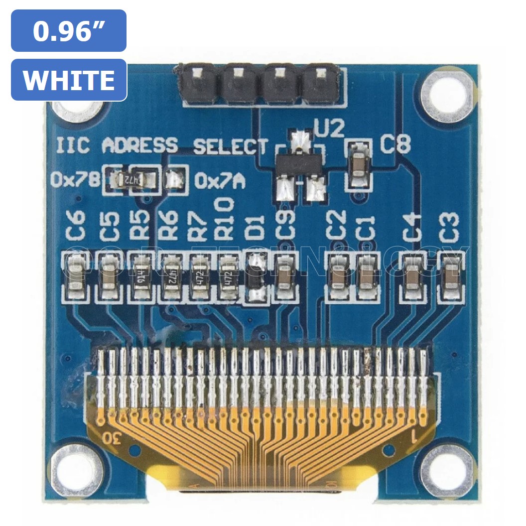 (1ชิ้น) AA413 หน้าจอ จอแสดงผล ขนาด 0.96 นิ้ว 0.96" Inch I2C IIC OLED LCD Module 4pin (with GND VCC), White สีขาว