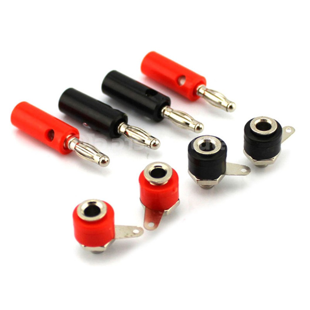 บานาน่าปลั๊ก ปลั๊กกล้วย 4mm ตัวผู้/ตัวเมีย สีดำ/สีแดง 4mm Banana Socket/Jack Terminal Connector Banana Plug แจ๊คบานาน่า Male/Female