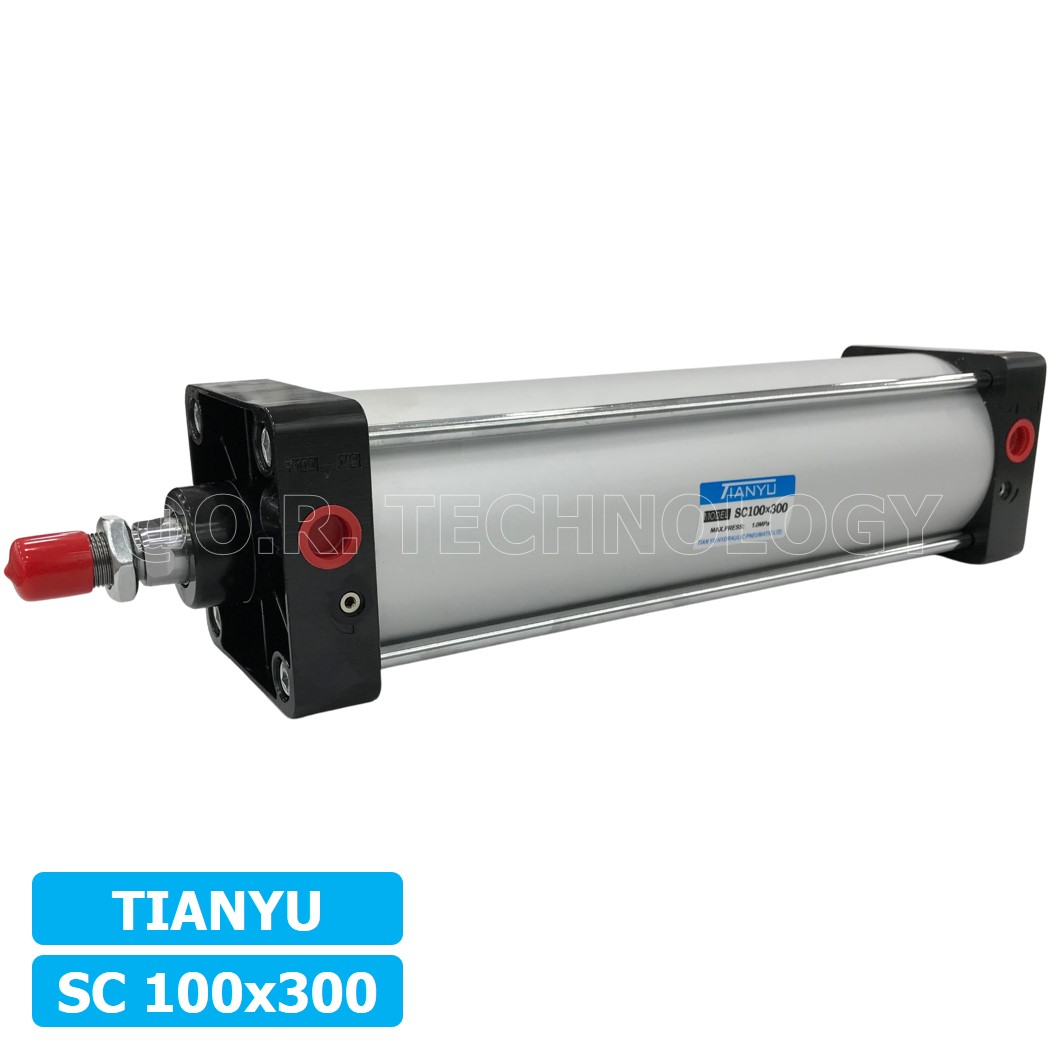 (1ชิ้น) SC 100x300 กระบอกลม รุ่นมาตรฐาน กระบอกลม 4 เสา Standard Cylinder Air Pneumatic แบบสี่เสา
