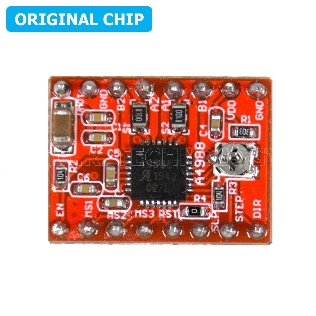 (1ชิ้น) 3A004 Original Chip A4988 ไดร์ฟสเต็ปเปอร์มอเตอร์ Stepper Motor Driver (with Heat sink 1.5A)