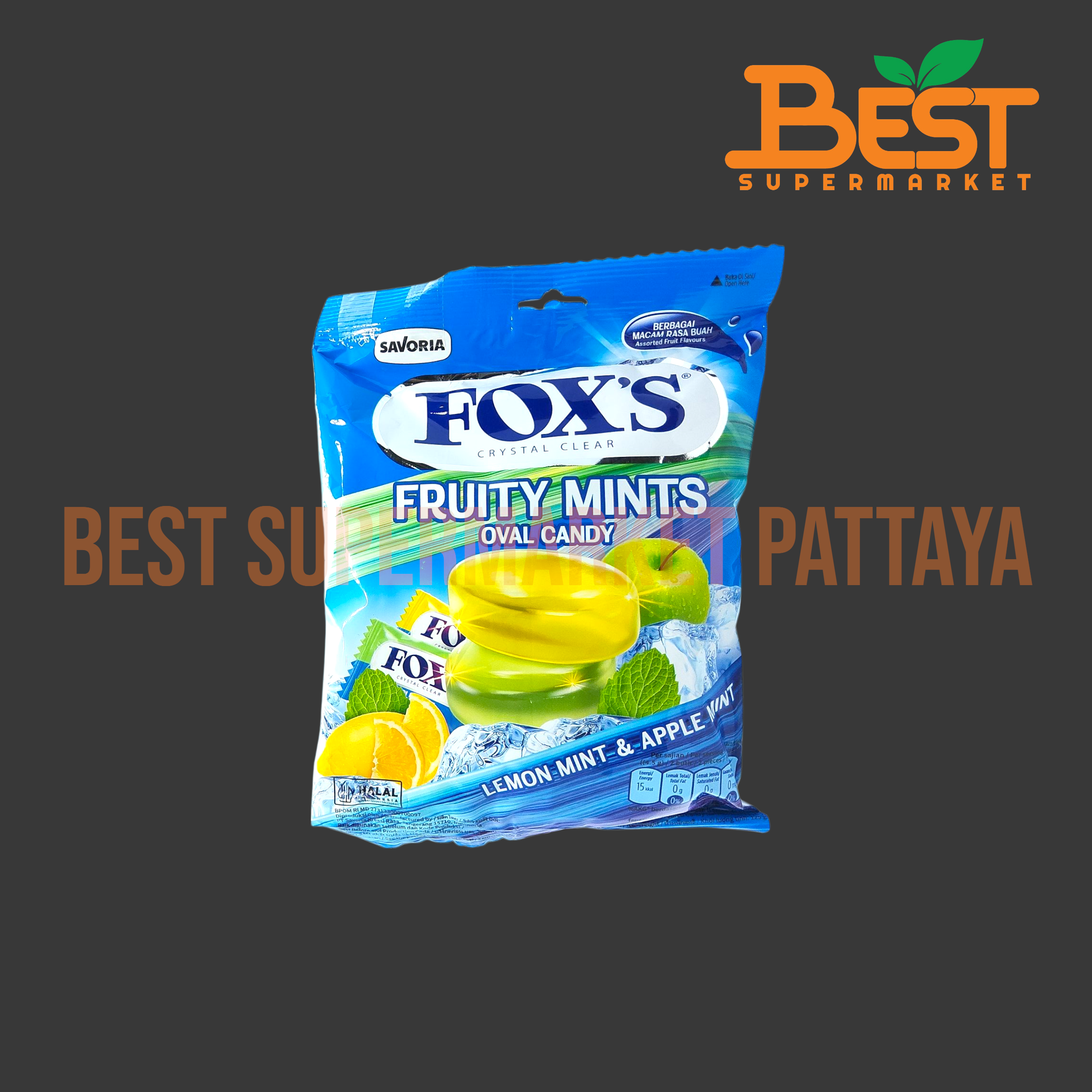 ฟอกซ์ ลูกอมรสเลมอนมินต์ และรสแอปเปิ้ลมินต์ 125 กรัม.Fox's Lemon Mint and Apple Mint Flavored Candy 125g.