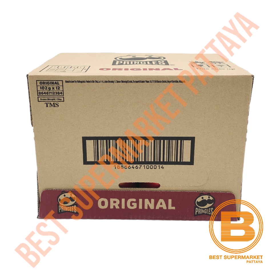 [ยกลัง]พริงเกิลส์ มันฝรั่งทอดกรอบ 102 กรัม x 12 กระป๋อง [BOX]Pringles Potato Crisp 102 g. x 12 Pcs