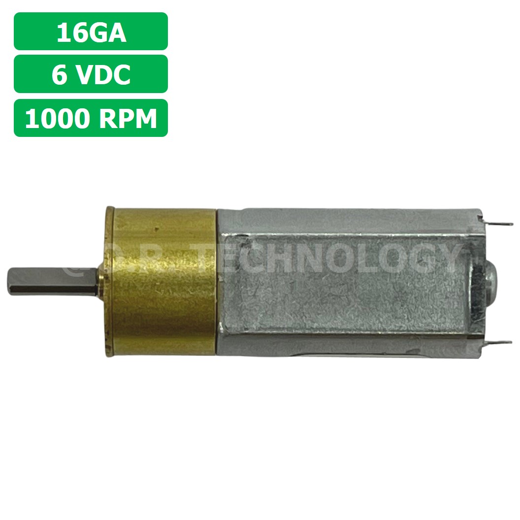 (1ชิ้น) 16GA 6VDC 1000RPM มอเตอร์ มอเตอร์เกียร์ Gear Motor DC 16GA แกนขนาด 3mm D Shaft มอเตอร์ทดเฟือง มอเตอร์รถ