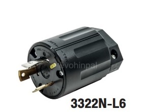 3322R-L6 AMERICAN DENKI ปลั๊กตัวผู้ขาล็อก 2P(2P,3W GND) 30A 250V