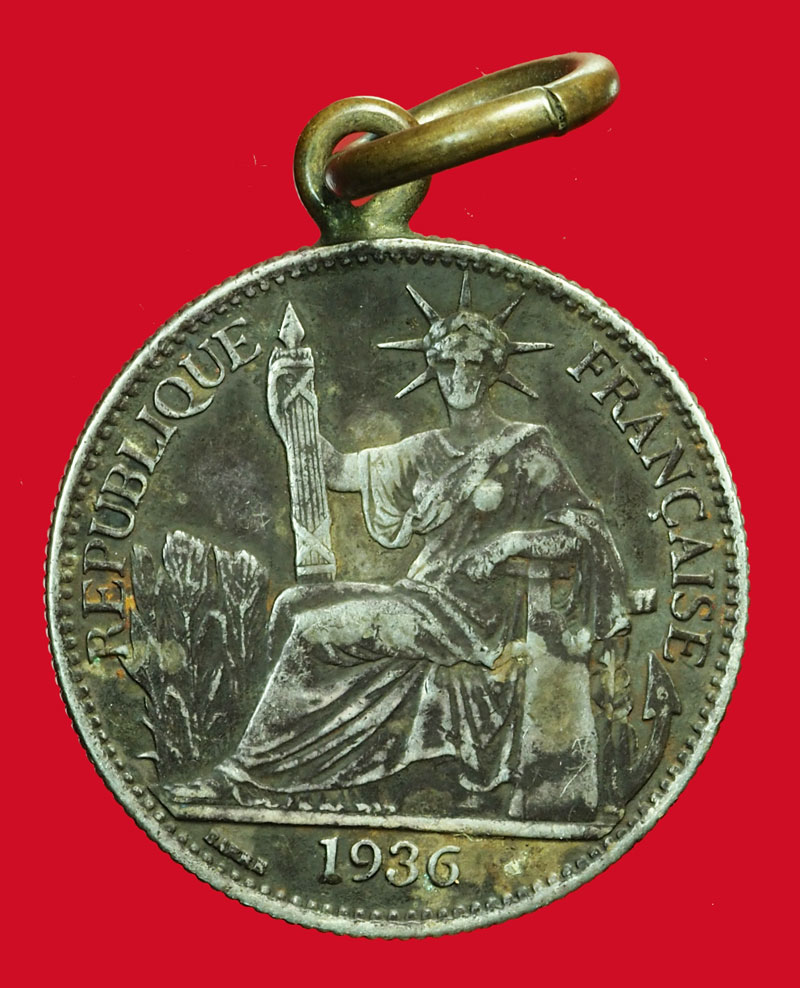 *35799 เหรียญฝรั่งเศสอินโดจีน ปี ค.ศ. 1936 ราคาหน้าเหรียญ 50 เซนต์ เนื้อเงิน 10.1