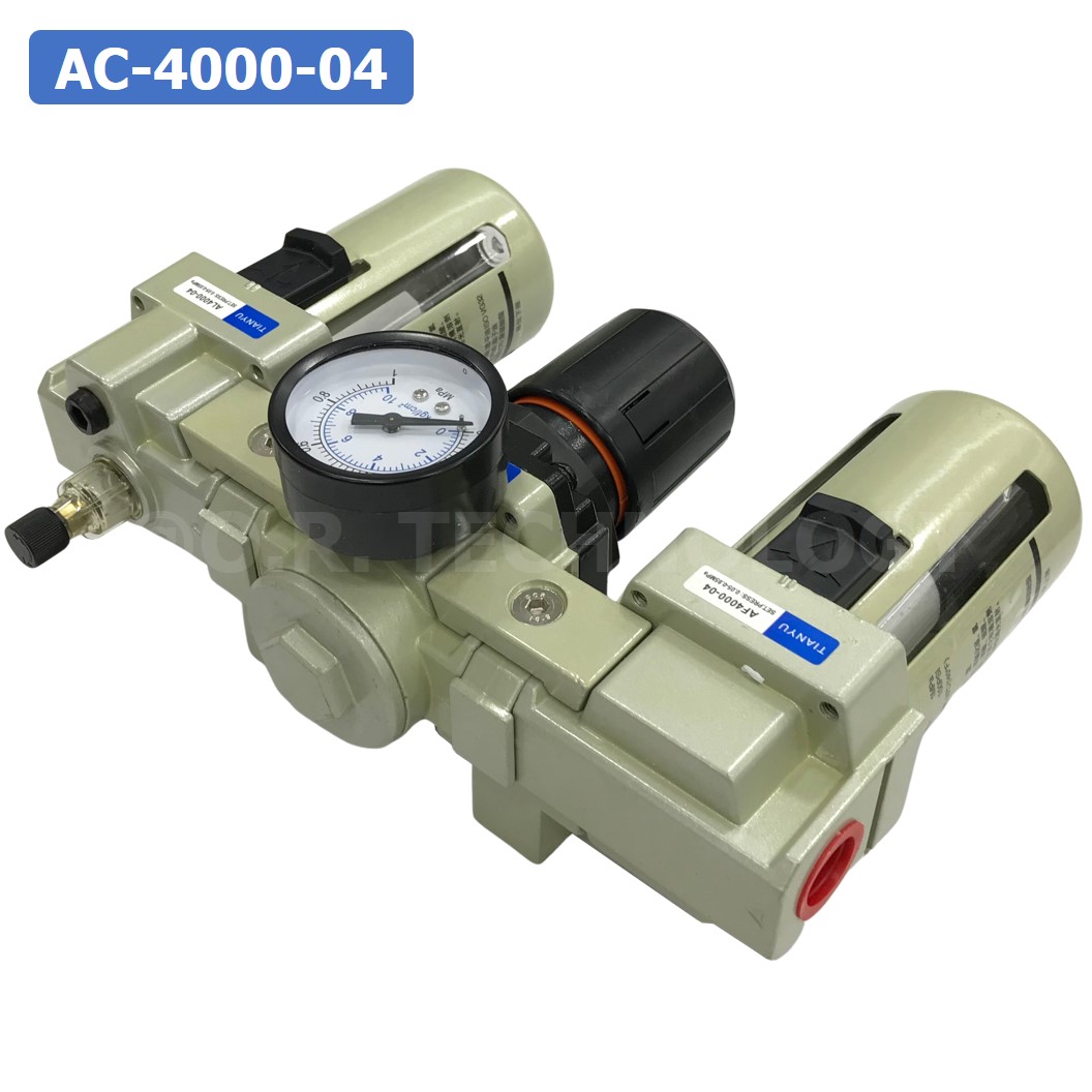 AC4000-04 ชุดกรองลม แบบ 3 ตอน Manual Drain 3 Unit FRL Combination TIANYU AC-4000-04 (Filter Regulator Lubricator)