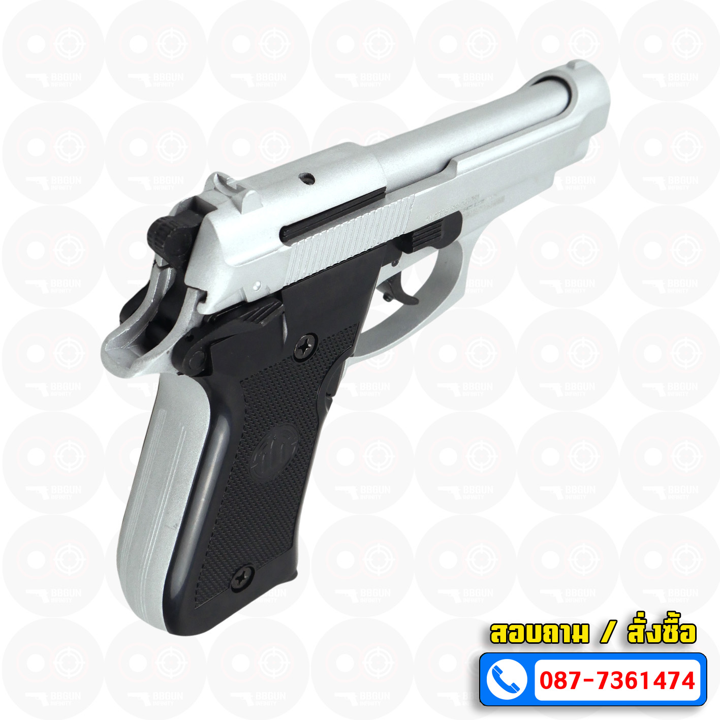 BLANK GUN RETAY M84 FS สีเงินด้าน แบลงค์กัน 2 แม็กกาซีน BERETTA M84 บาเร็ตต้า m84