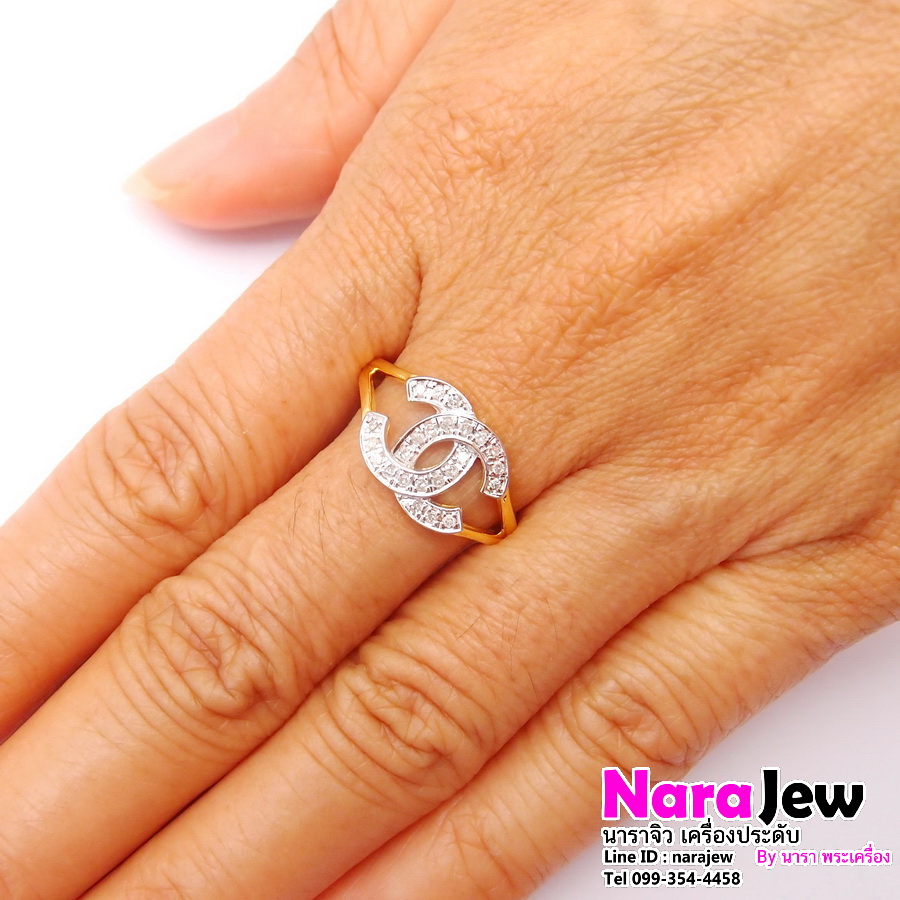 แหวนเพชร CC เพชรแท้รวม 0.20 กะรัต (0.20 ct.) เรือนทองคำแท้ 9K ทองแท้ 37.5%