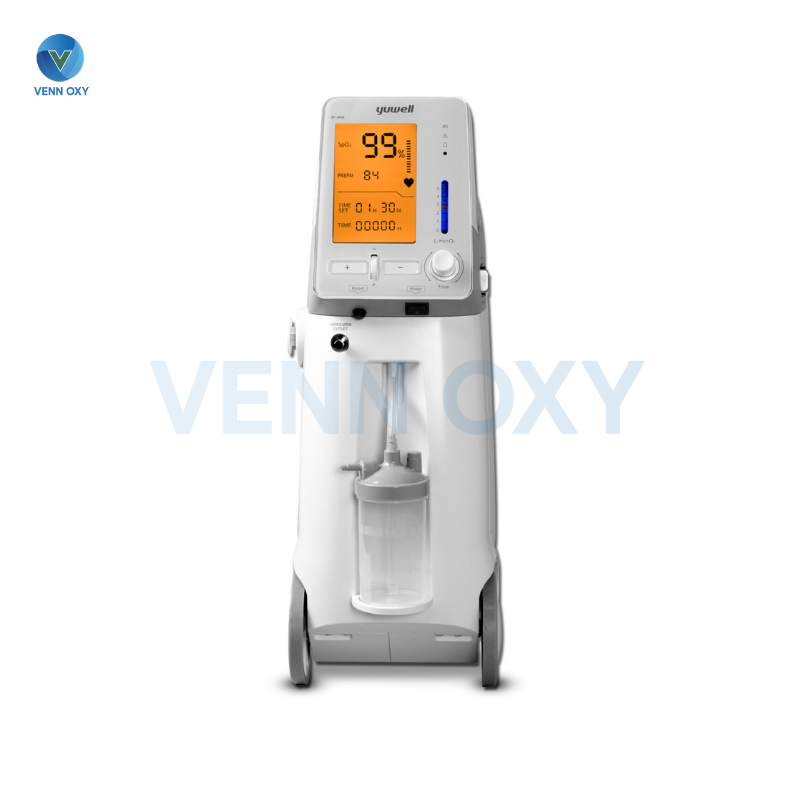 เครื่องผลิตออกซิเจน 3 ลิตร Yuwell 9F-3AW หน้าจอใหญ่ มีวัดออกซิเจนปลายนิ้วในตัว รับประกันศูนย์ไทย 3 ปี