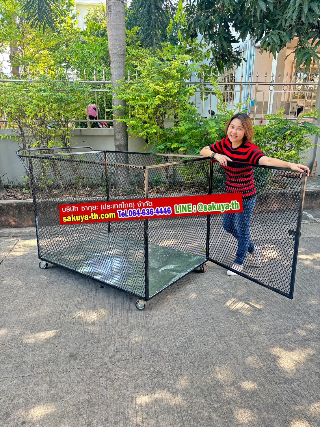 ตะแกรงทิ้งขยะขนาดใหญ่แบบมีประตู