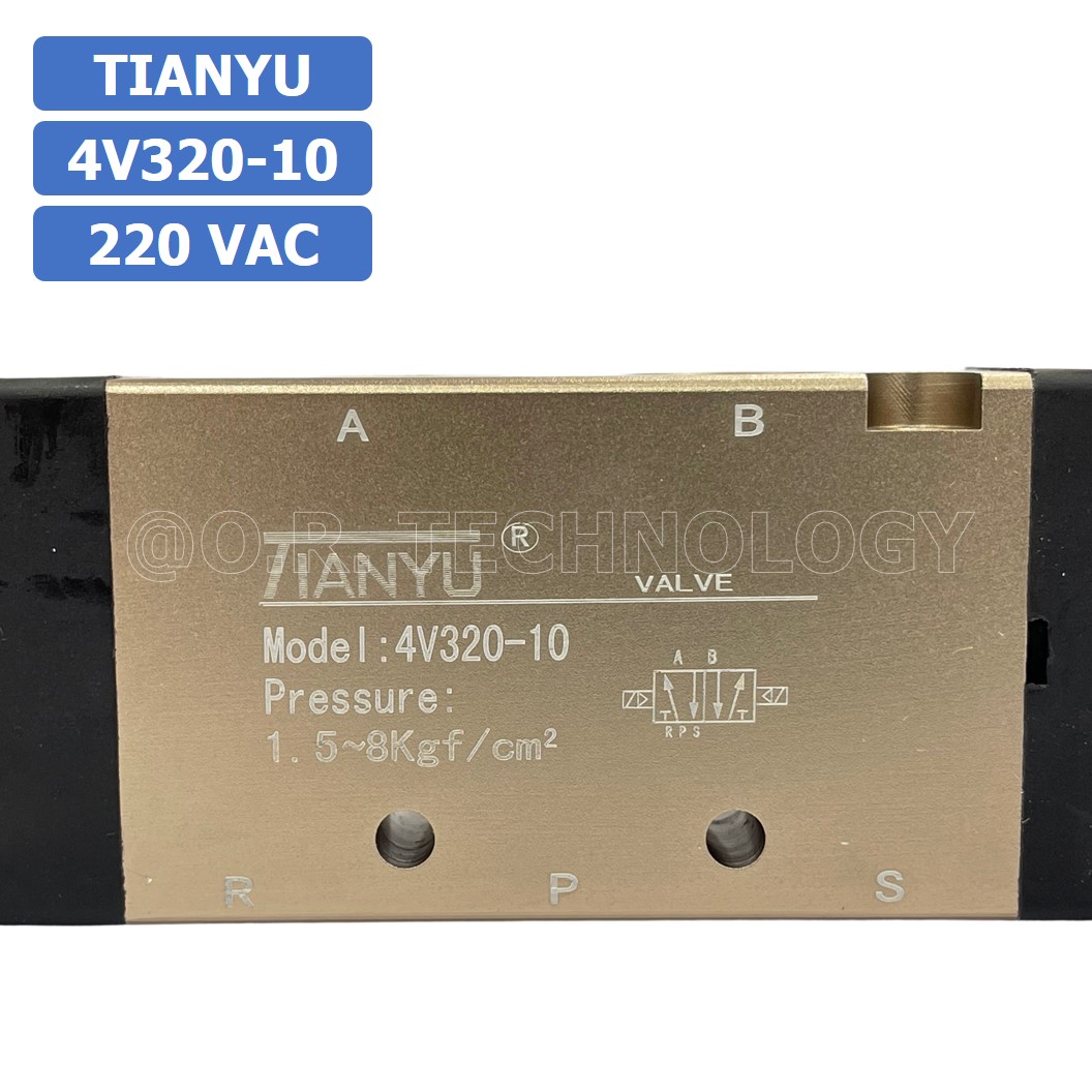 (1ชิ้น) 4V320-10 220VAC โซลินอยด์วาล์ว คอยล์ 2 ข้าง Double coil Solenoid Valve Pneumatic TIANYU