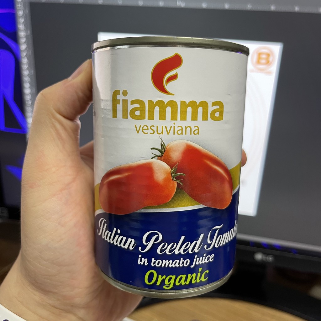 ไฟมมา ออร์แกนิค มะเขือเทศปอกเปลือกในน้ำมะเขือเทศ น้ำหนักสุทธิ 400 กรัม Fiamma Organic Peeled Tomatoes in Tomato Juice