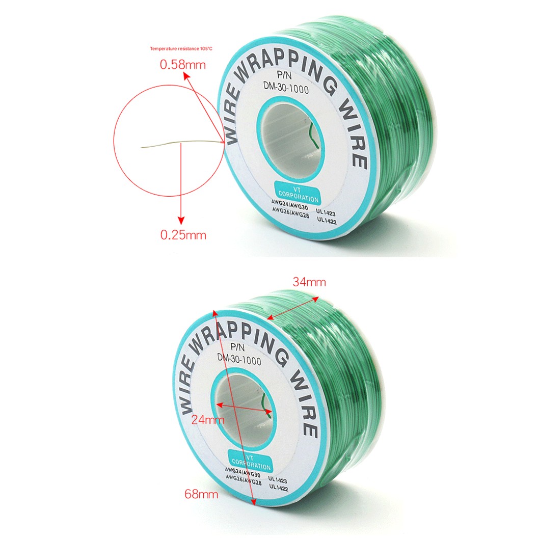 C30AWG สายไฟ สายเชื่อมต่อวงจร ความยาว 250เมตร ขนาด 30AWG Single Core Cable Wire Wrapping AWG30 สายจัมเปอร์ Jumper wire Conductor สายไฟเล็ก