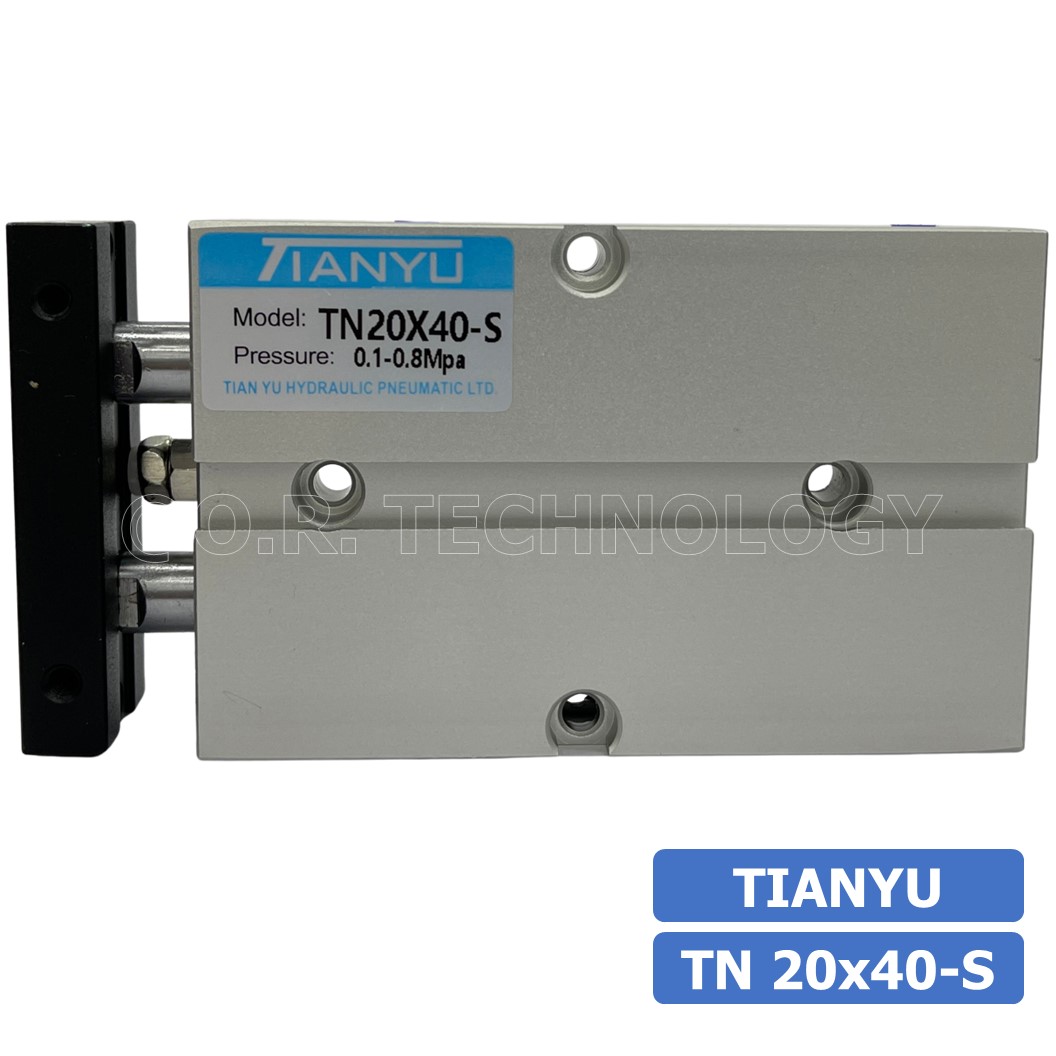 TN20 กระบอกลม แบบแกนคู่ กระบอกลมคอมแพ็ค 2 แกน Twin-Rod Cylinder compact Double-shaft Air Pneumatic (Bore20 x Stroke10-70)