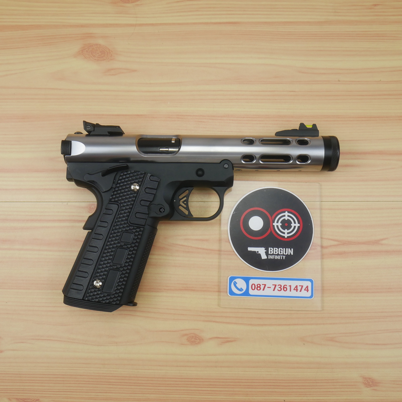 บีบีกันอัดแก๊ส WE Galaxy สีเงิน GBB 1911 Series BB GUN