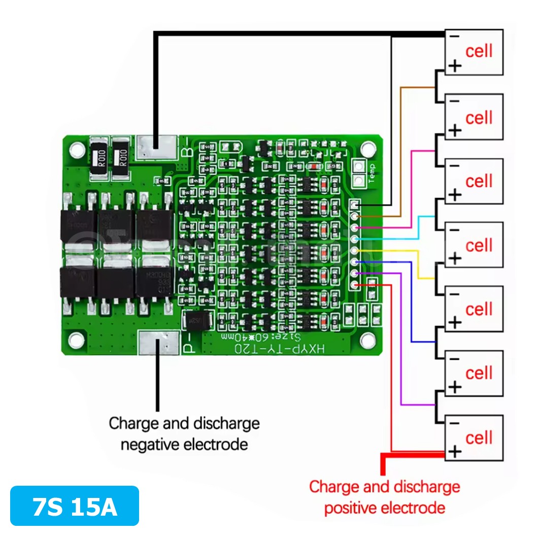 CM671 7S 15A 25.9-29.4VDC โมดูลชาร์จแบตเตอรี่ HXYP-TY-Y20 7-Series 15A 18650 Lithium Battery Protection Module BMS HX-7S-TY-T20 แบตลิเธียม