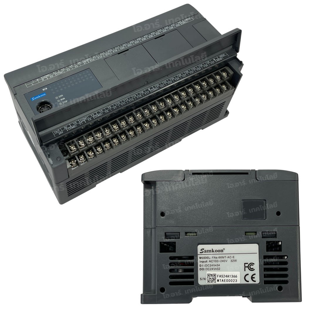 SAMKOON PLC FAs-66MT-AC-E 220VAC 66IO 34IN 32OUT Transistor Output บอร์ดอุตสาหกรรม Interfaces: RS232, RS485, Ethernet, USB-C