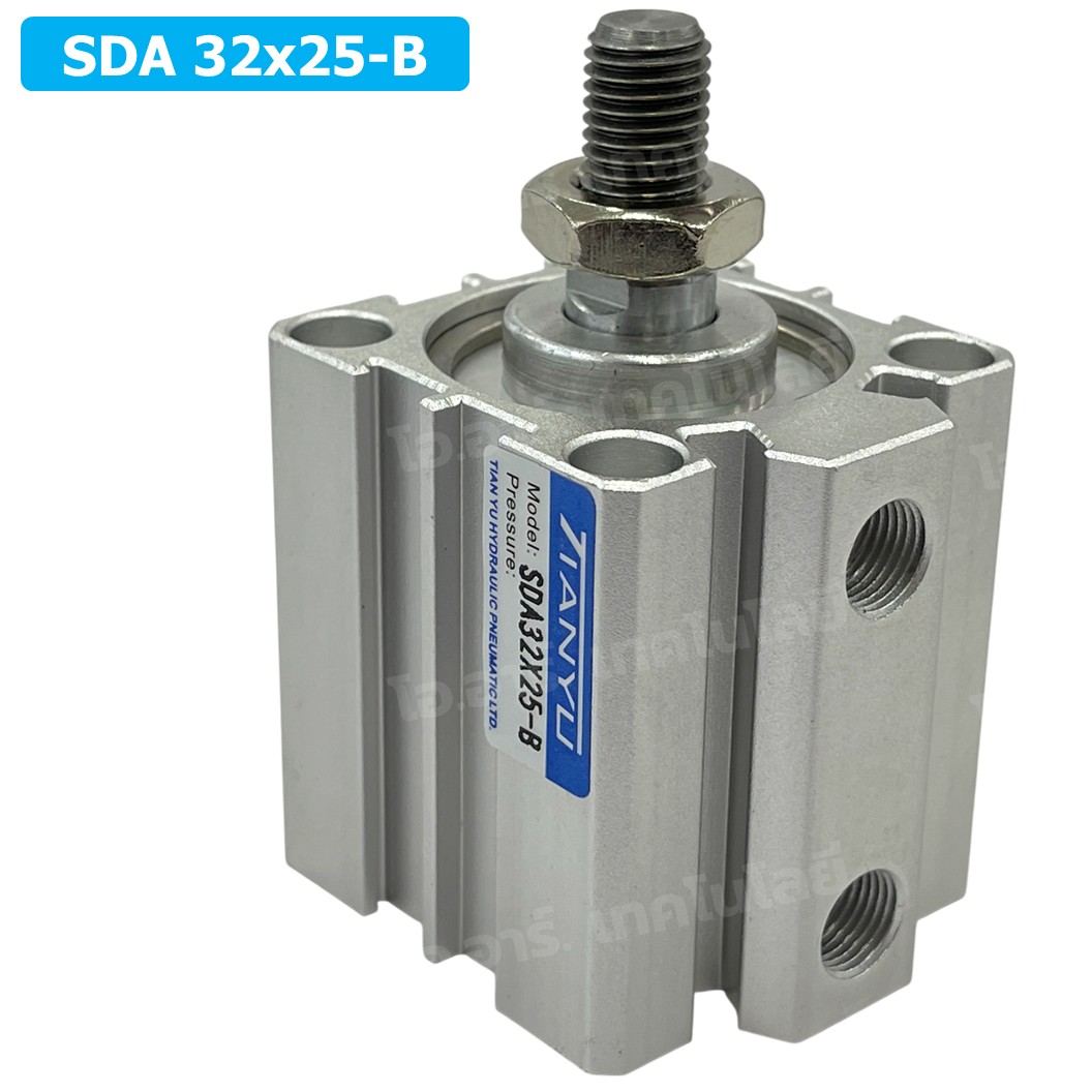 SDA 32x25-B กระบอกลมคอมแพค กระบอกลม รุ่นคอมแพค Compact Air Cylinder SDA Series เกลียวตัวผู้ Male Thread