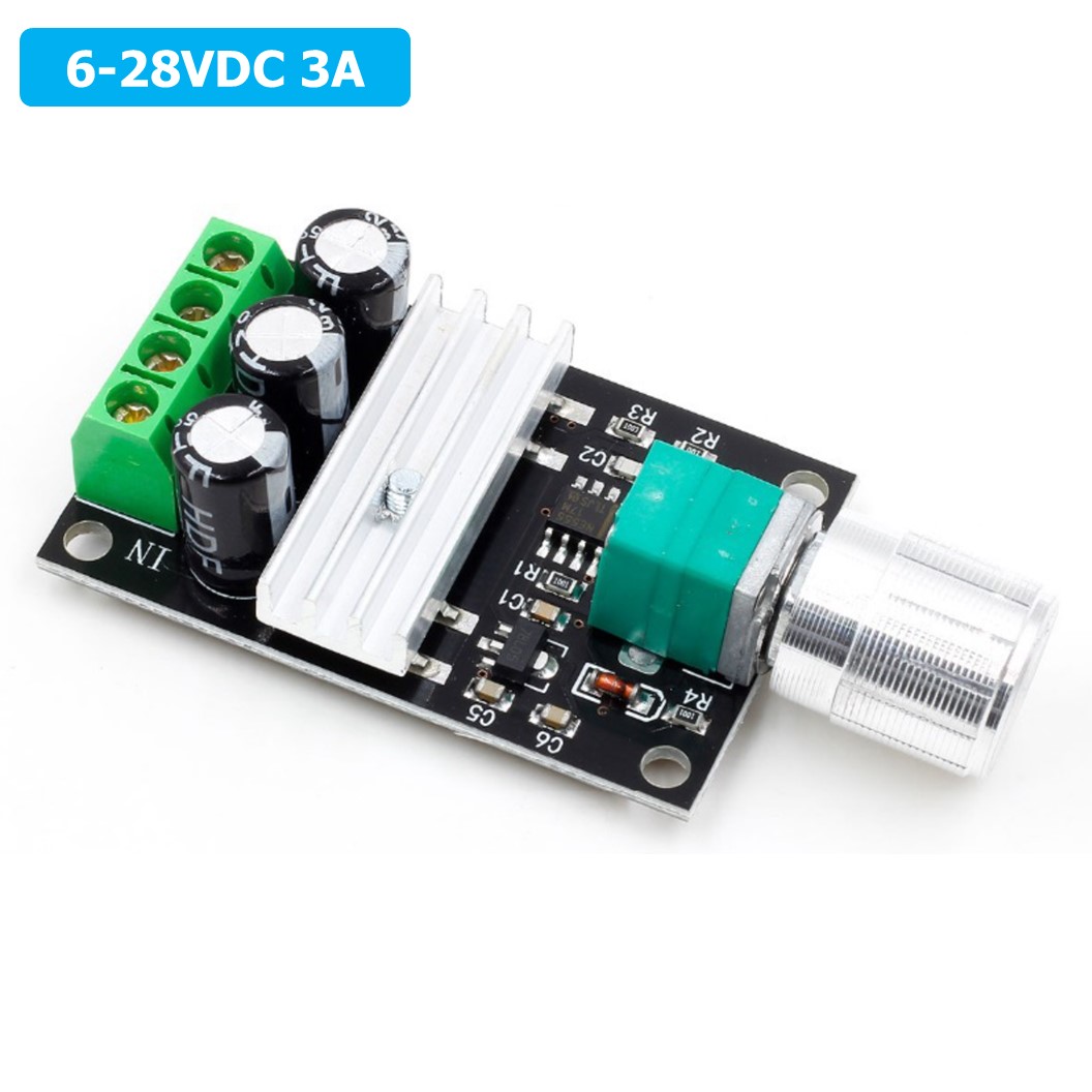 1203B-K ตัวปรับความเร็วรอบมอเตอร์ 6-28VDC 3A PWM Motor DC Speed Controller **ไม่มีสวิทช์หมุนกลับทาง 1203BK