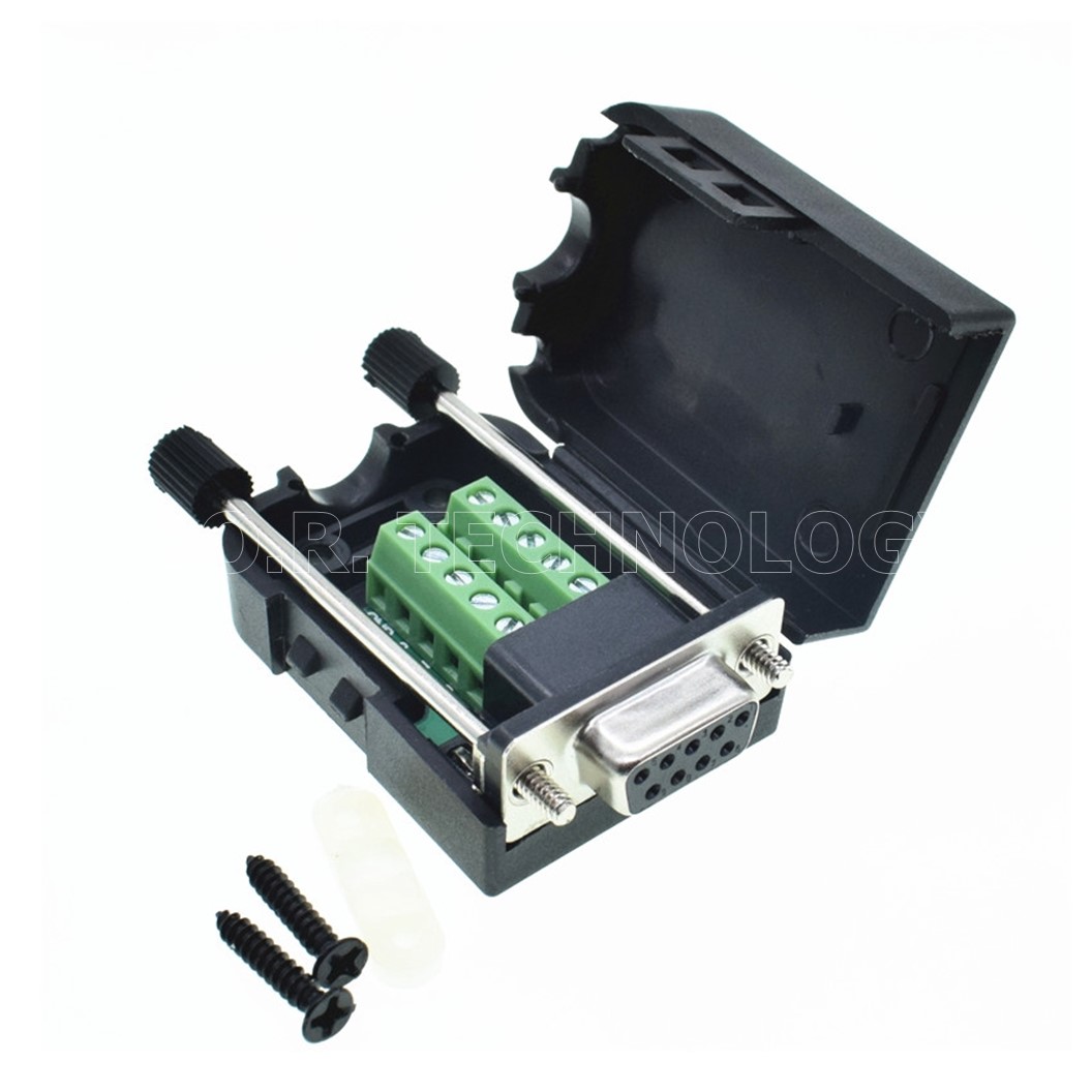 (1ชิ้น) NC325 หัวแปลง ตัวเมีย แบบมีที่หุ้ม DB9/RS232/RS485/9 pin/9 hole DB9 RS232/485 9pin Terminal Female Screw with Shell and Screw