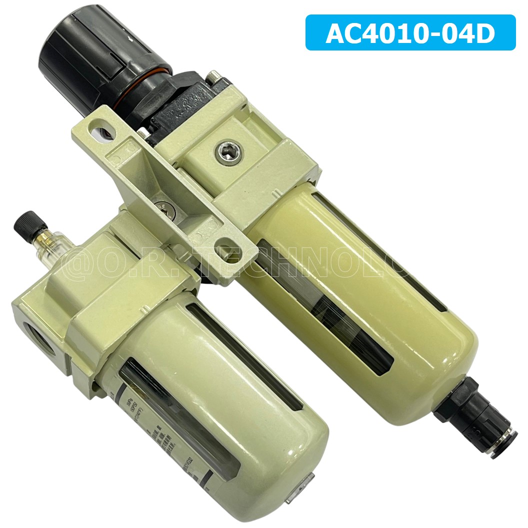 (1ชิ้น) AC4010-04D ชุดกรองลมแบบ 2 ตอน Auto Drain FRL 2 Unit Air Filter, Regulator & Lubricator TIANYU AC (AW+AL) แบบระบายน้ำอัตโนมัติ