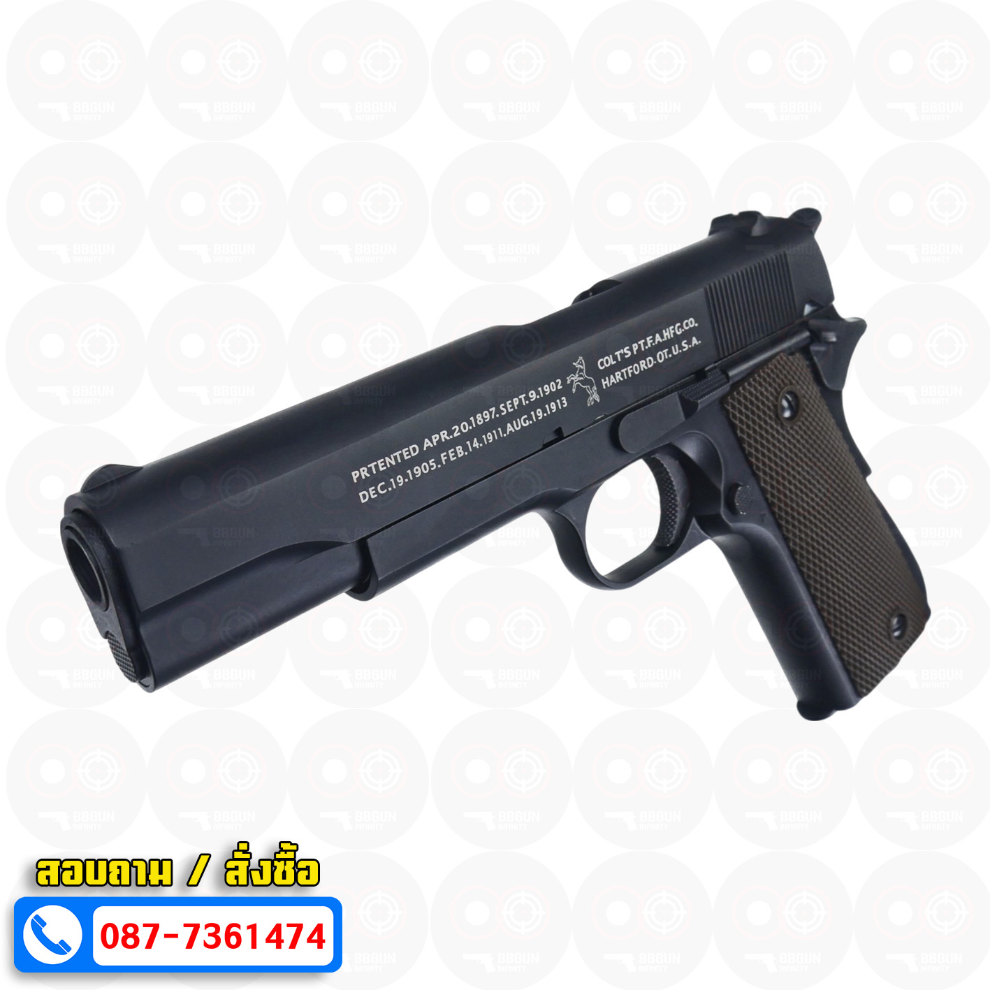 บีบีกันอัดแก๊ส Colt M1911 A1 Double Bell 723 สีดำ BB GUN