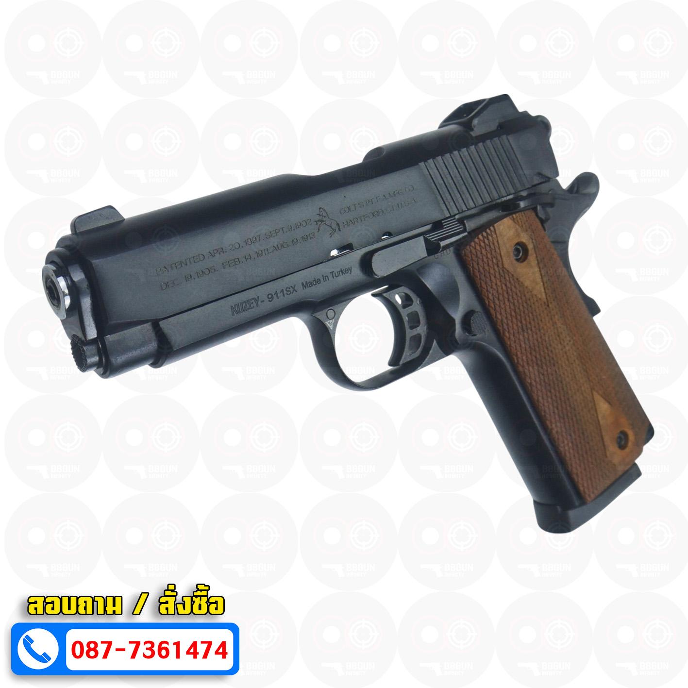 แบลงค์กัน KUZEY M1911 COLT'S 100 ปี สีดำ 4 นิ้ว Blank Gun
