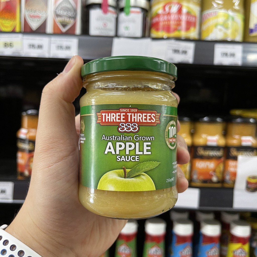 ทรีทรีส์ แอปเปิ้ลซอส 250 กรัม. Three Threes Australian Grown Apple Sauce 250 g.