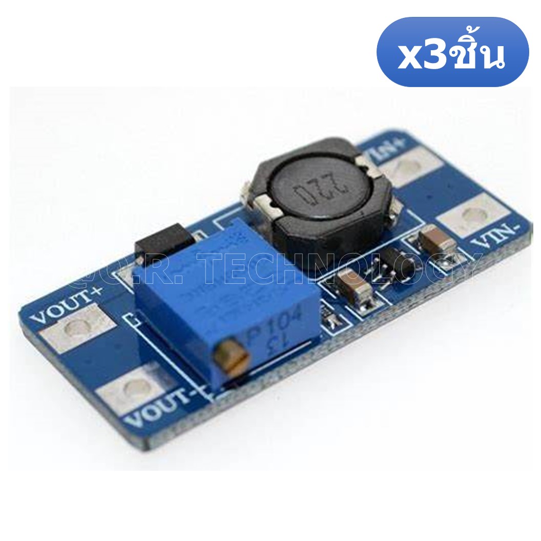 (3ชิ้น) AA180 โมดูลเพิ่มแรงดันไฟ โมดูลแปลงไฟ 2-24VDC เป็น 5-28VDC กระแสสูงสุด 2A Max DC-DC Step Up Power Module Booster Power Module MT3608