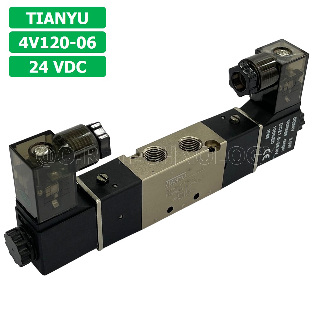 (1ชิ้น) 4V120-06 24VDC โซลินอยด์วาล์ว คอยล์ 2 ข้าง Double coil Solenoid Valve Pneumatic TIANYU โซลินอยด์วาล์วไฟฟ้า โซลินอยลม วาล์วลม กระบอกลม