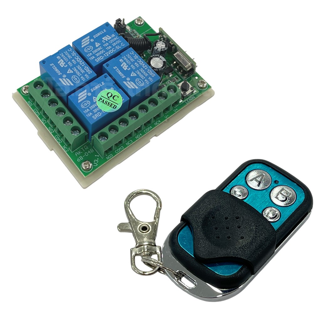 รีโมทควบคุม 4ปุ่ม พร้อมกล่อง 433MHz 12V/24V 4 Channel Relay Module Wireless Remote Control Switch กล่องควบคุมรีโมท 4ช่อง