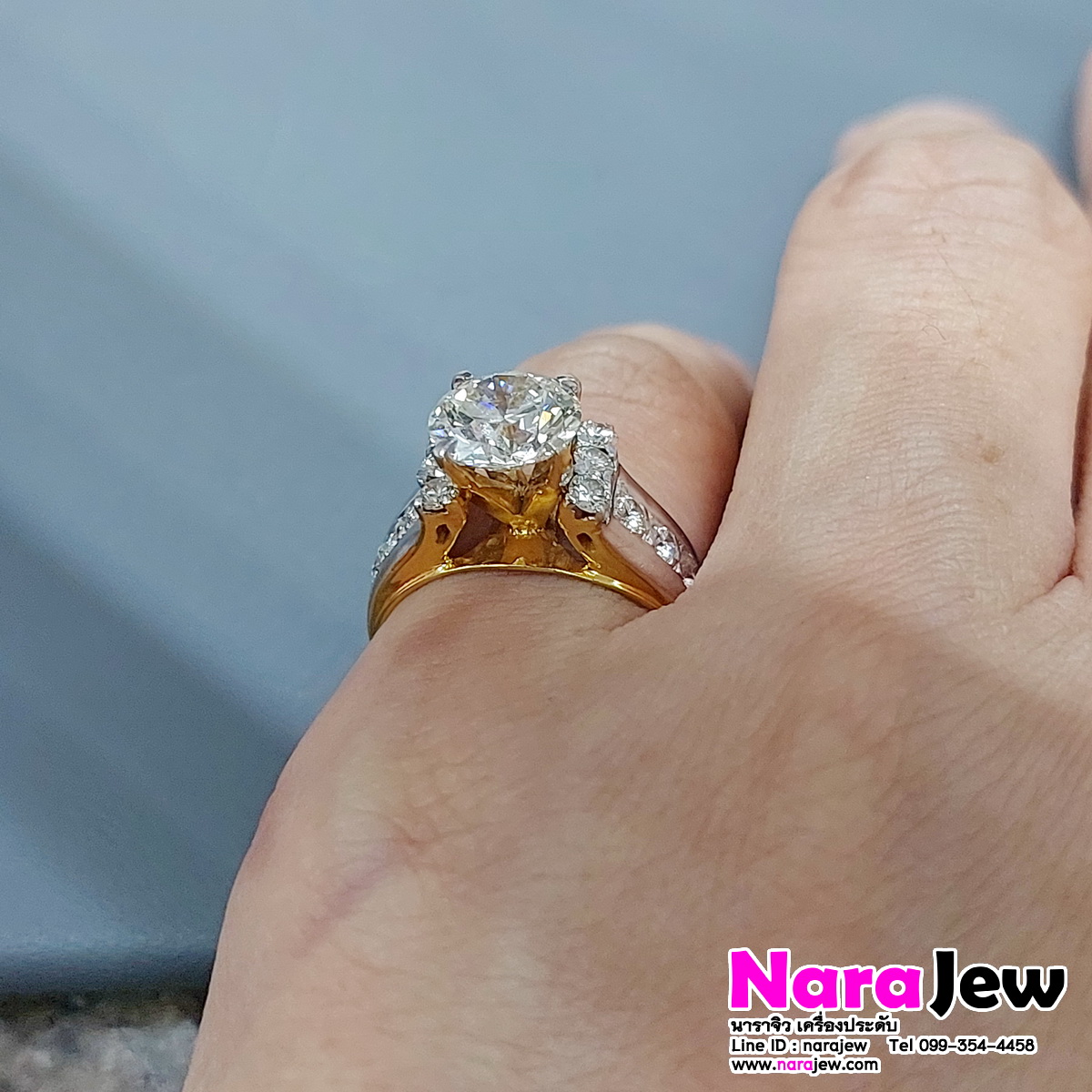 แหวนเพชร เม็ดเดี่ยว 2.03 กะรัต เพชรแท้เบลเยี่ยมคัต น้ำ 92 VS