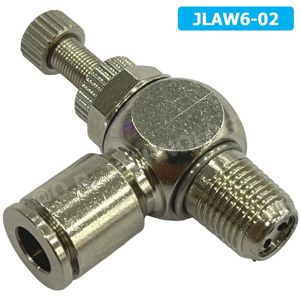 (1ชิ้น) JLAW6-02 ข้อต่อลมสแตนเลส ข้อต่อปรับลม งอ STAINLESS Air Flow Speed Controller ควบคุมความเร็วลม Speed Control valve JLAW JSL