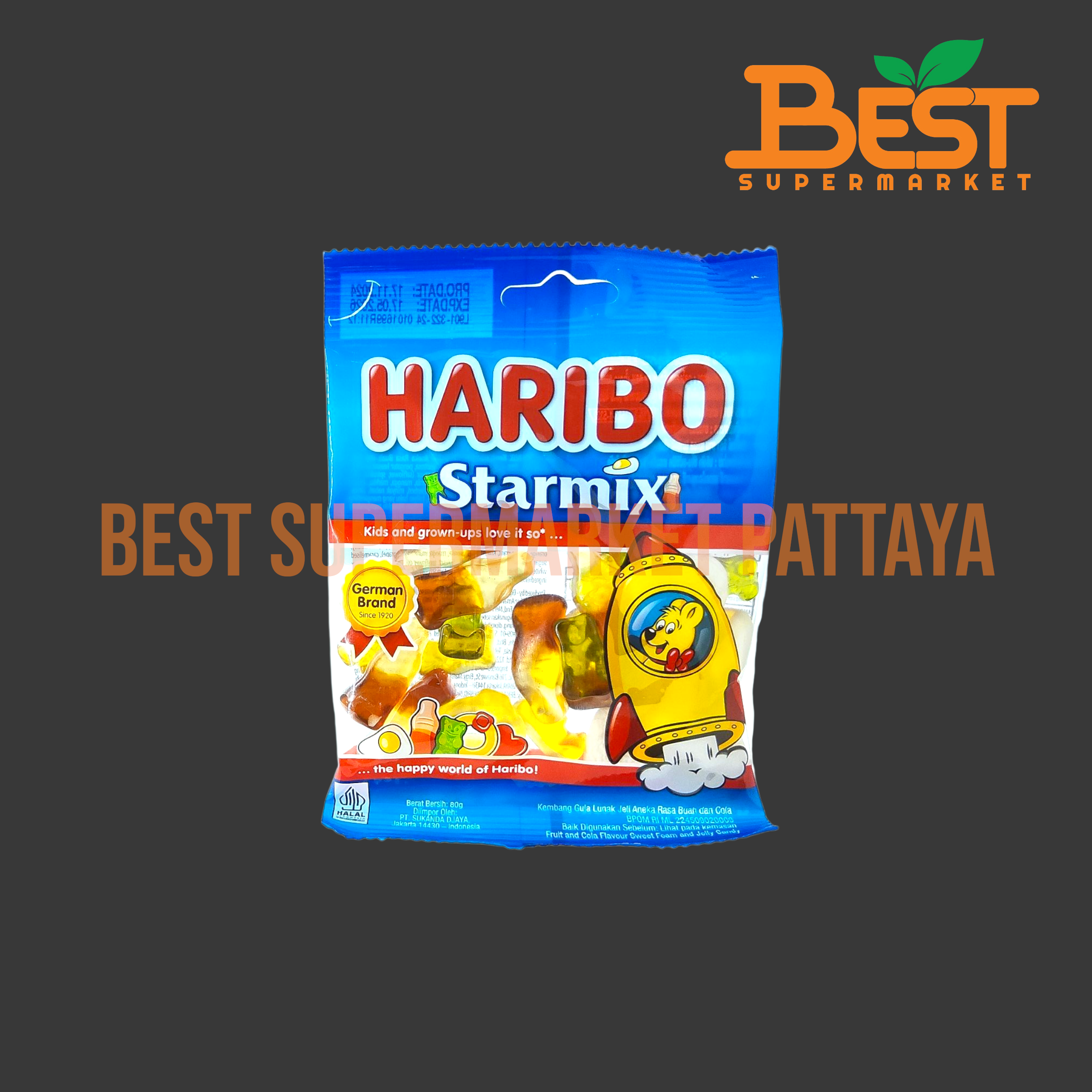 ฮาริโบ้ วุ้นเจราตินสำเร็จรูป รวมกลิ่นผลไม้รูปต่างๆ 80 กรัม.Haribo Starmix 80g.