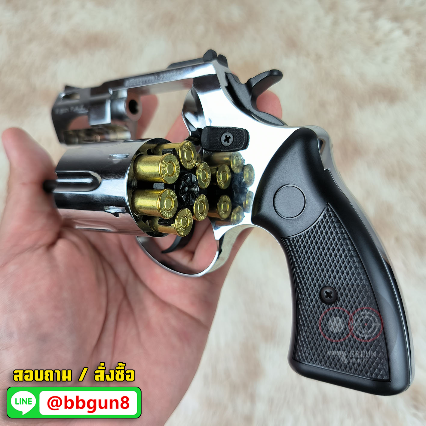 ปืนแบลงค์กันลูกโม่ ยี่ห้อ ZORAKI รุ่น R2 TD 2" สีเงินเงา ลำกล้อง 2 นิ้ว Blank Gun (แถมกล่องใส่ปืน กระสุน 10 นัด)