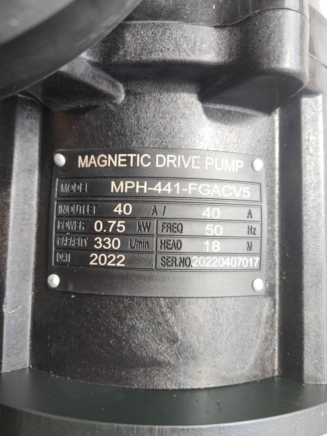 Magnetic drive pump ยี่ห้อ BG PUMP รุ่น MPH-441FGACV5