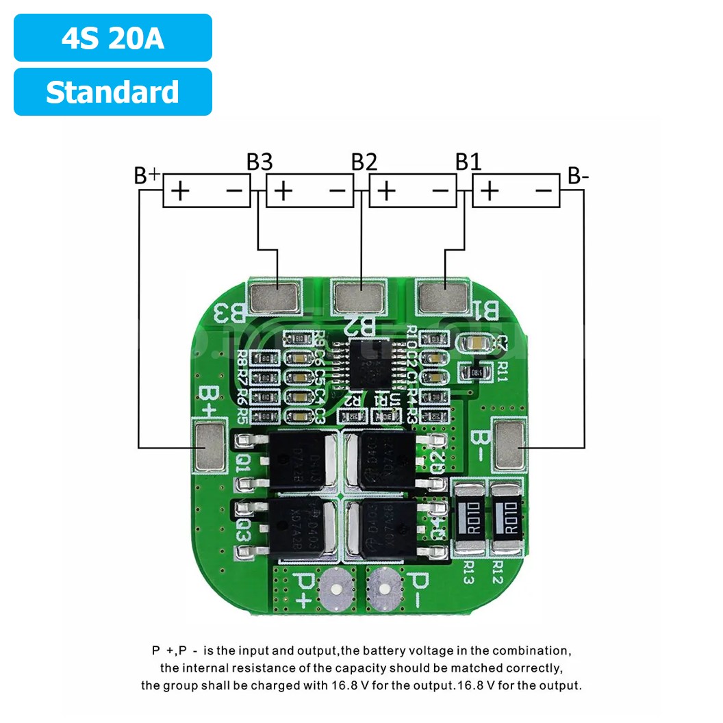 CM641 4S 20A Standard โมดูลชาร์จแบตเตอรี่ BMS 4-Series 20A 18650 Lithium Battery Protection Module แบตลิเธียม