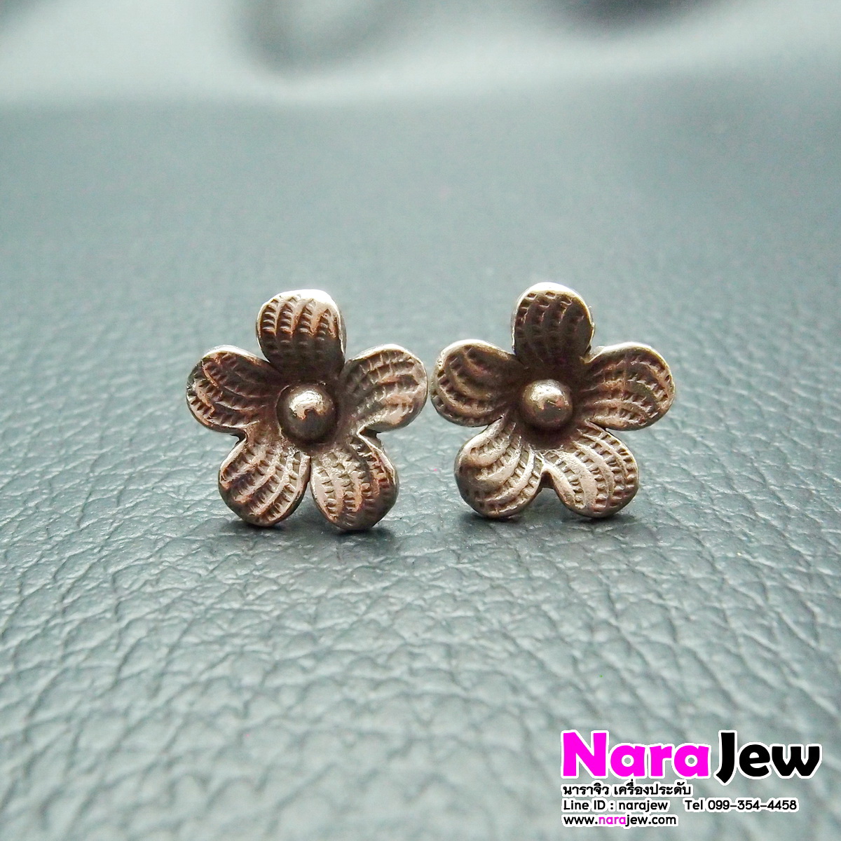 ต่างหูเงินแท้ 925 ต่างหูดอกไม้ งาน Handmade ใส่สวยเต็มหู