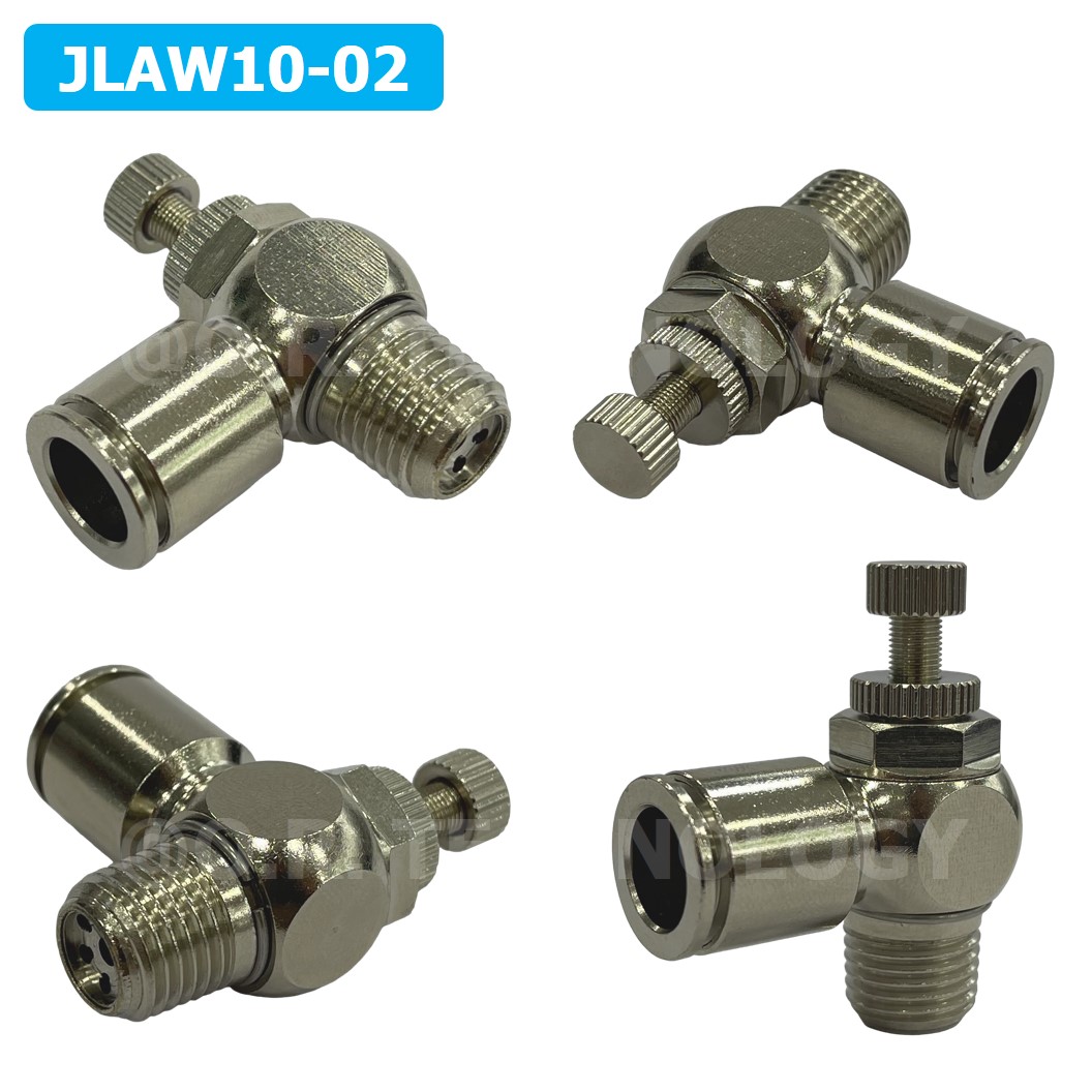 (1ชิ้น) JLAW10-02 ข้อต่อลมสแตนเลส ข้อต่อปรับลม งอ STAINLESS Air Flow Speed Controller ควบคุมความเร็วลม Speed Control valve JLAW JSL