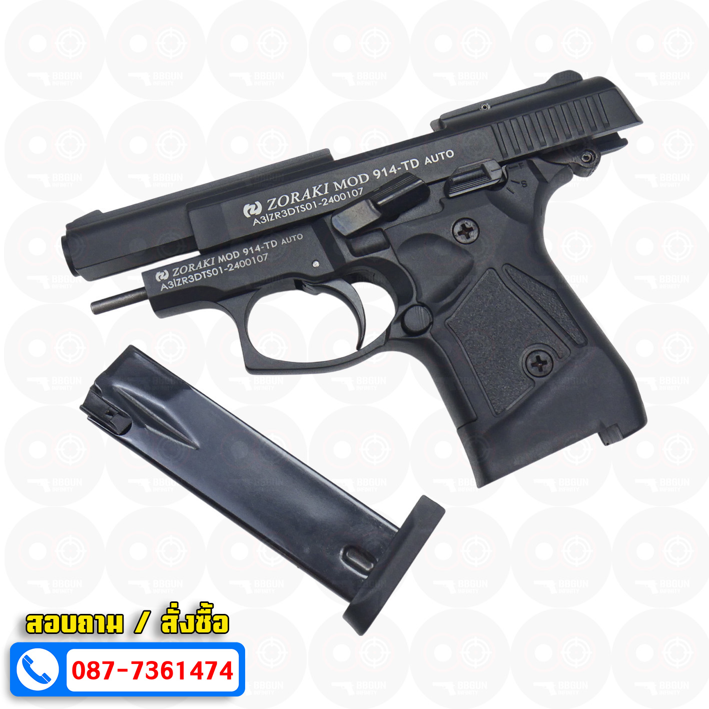 Blank GUN Zoraki mod 914-td auto สีดำ แบลงค์กัน Semi Auto & Full Auto (แถมกล่องปืน)