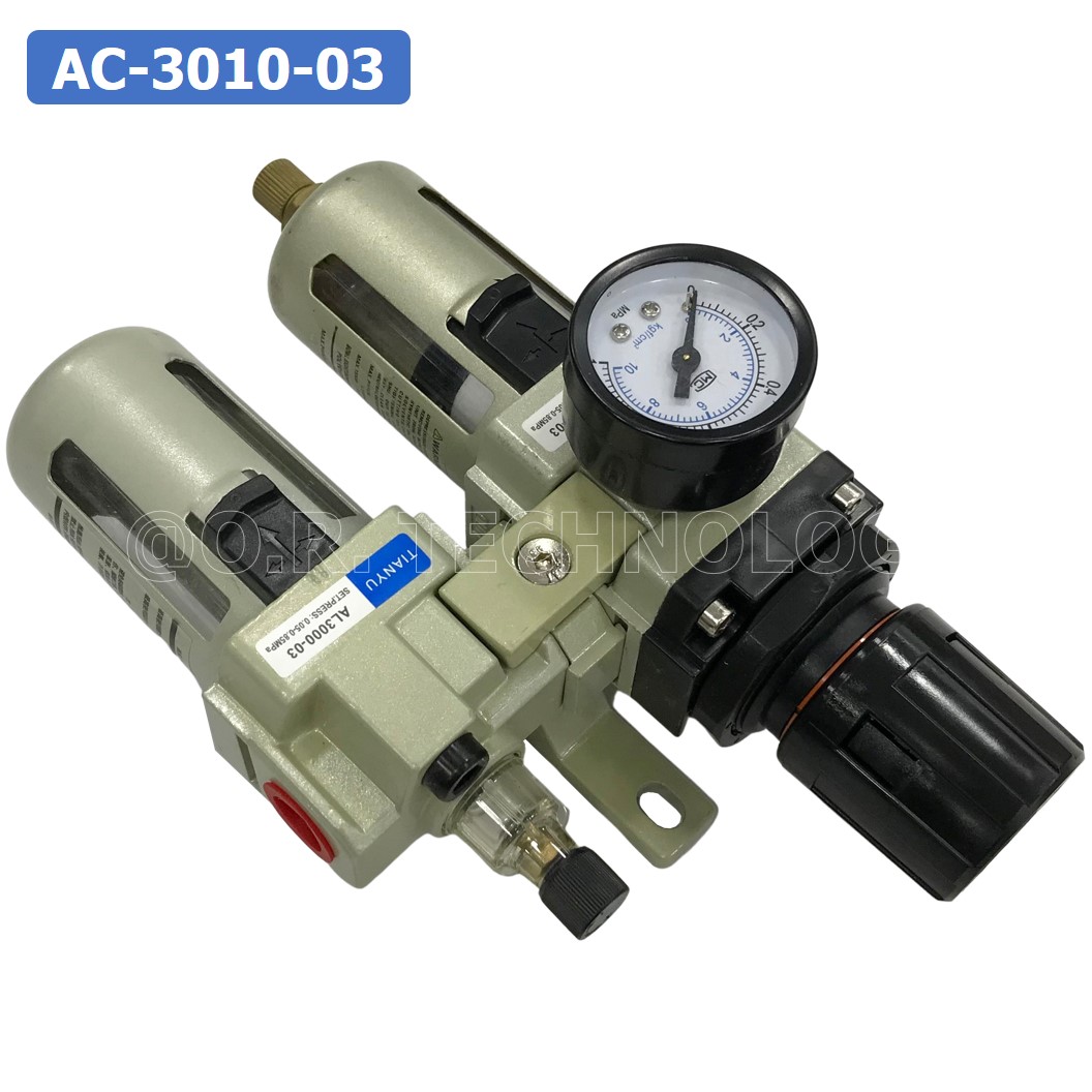 AC3010-03 ชุดกรองลมแบบ 2 ตอน Manual Drain FRL 2 Unit Combination Air Filter, Regulator & Lubricator TIANYU AC-3010-03