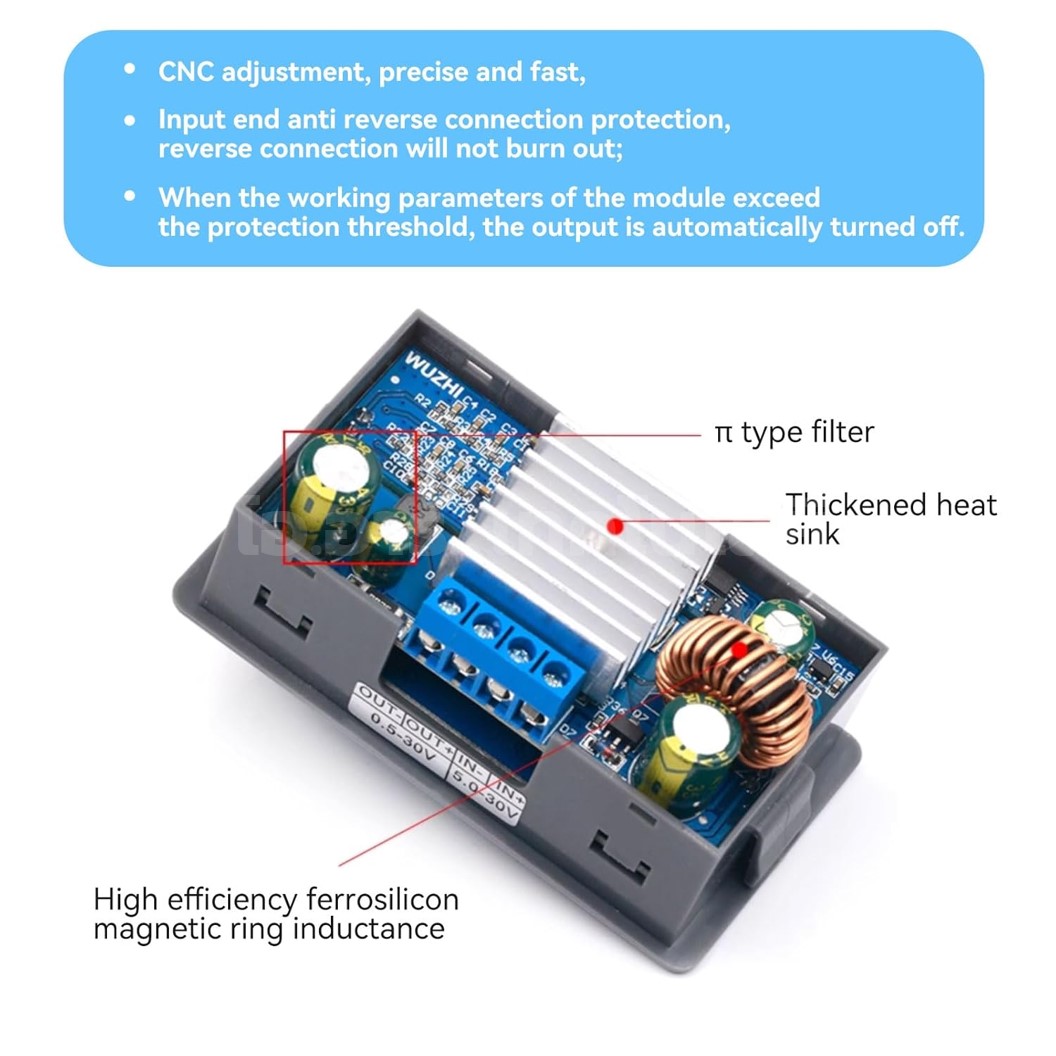 ZK-4KX โมดูลปรับ เพิ่ม-ลด แรงดันไฟฟ้า Step Up-Step Down DC Buck Boost Converter 5-30V to 0.5-30V 4A โมดูลแปลงไฟ ตัวปรับเพิ่ม-ลดแรงดันไฟ Stabilized Regulator Module