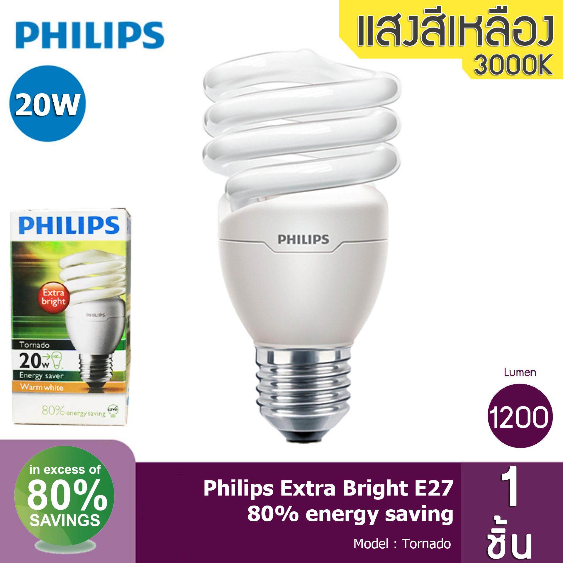 Philips Tornado หลอดประหยัดไฟ ทอร์นาโด เกลียว E27 ขนาด 20W