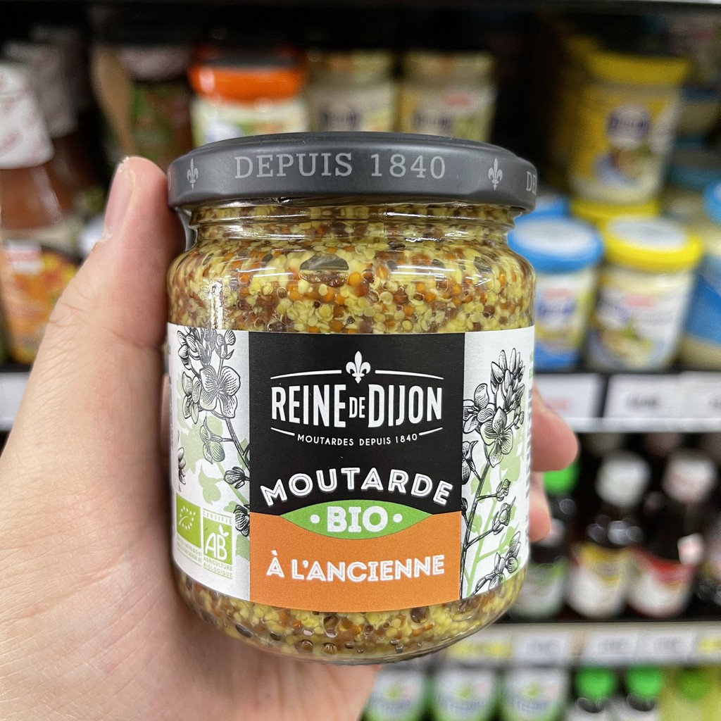 Reine de Dijon Bio โฮลเกรน มัสตาร์ด น้ำหนักสุทธิ 190 กรัม Whole Grain Mustard 190 g.