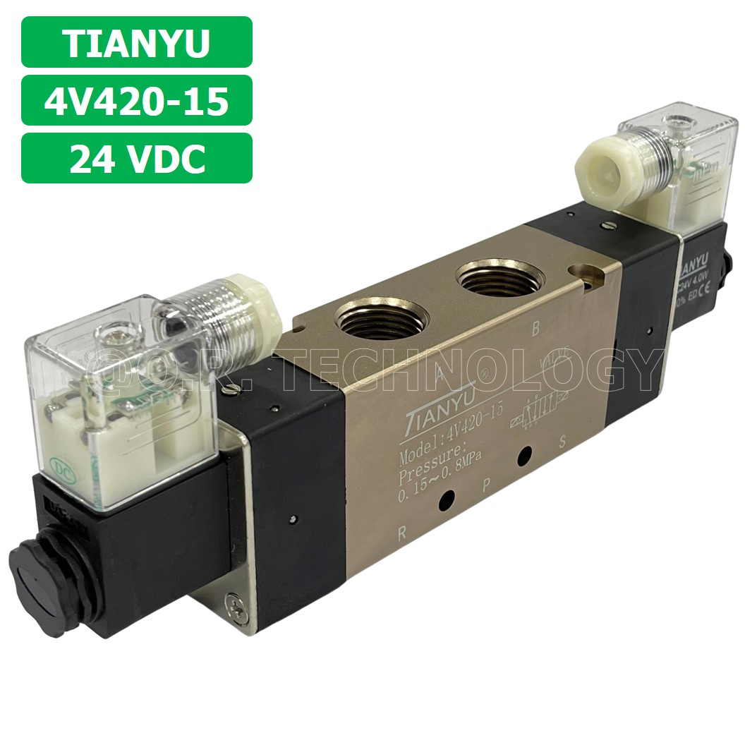 (1ชิ้น) 4V420-15 24VDC โซลินอยด์วาล์ว คอยล์ 2 ข้าง Double coil Solenoid Valve Pneumatic TIANYU โซลินอยด์วาล์วไฟฟ้า โซลินอยลม วาล์วลม กระบอกลม