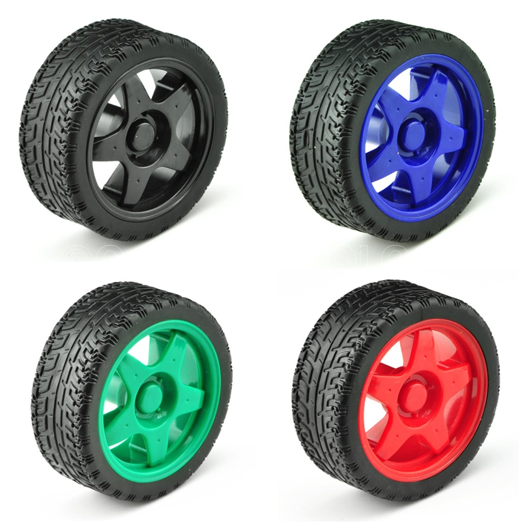 (1ชุด มี 2ล้อ) ND024 ล้อรถ ล้อรถหุ่นยนต์ ล้อประกอบรถ ล้อรถของเล่น สีน้ำเงิน ขนาด 65mm Robot Smart Car Wheel (Blue)