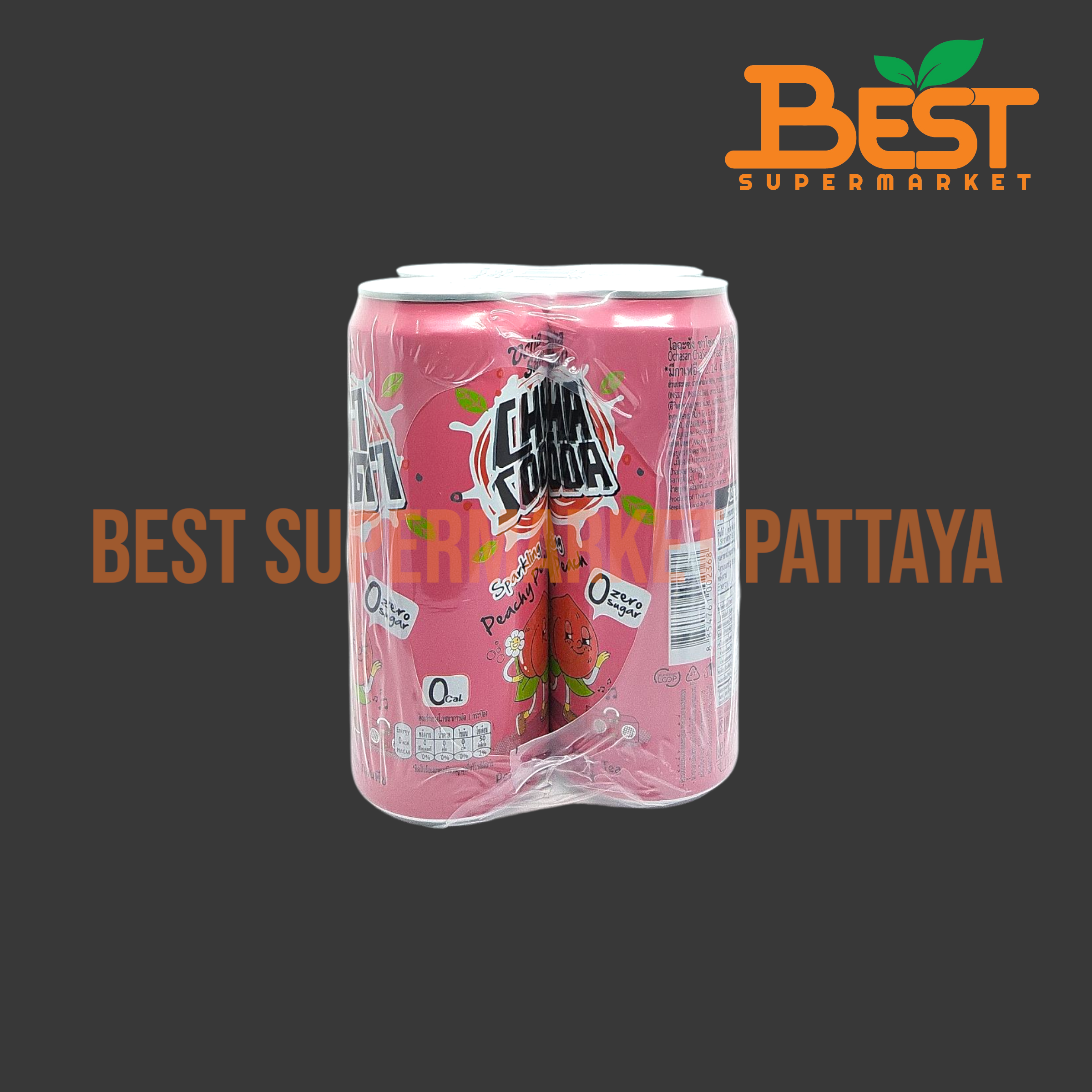 โอฉะซัง เครื่องดื่มชาดำโซดา กลิ่นพีช 330 มล. แพ็ค 4.Ochasan ChaSoda Peach Black Tea Sparkling Drink 330 ml Pack 4.