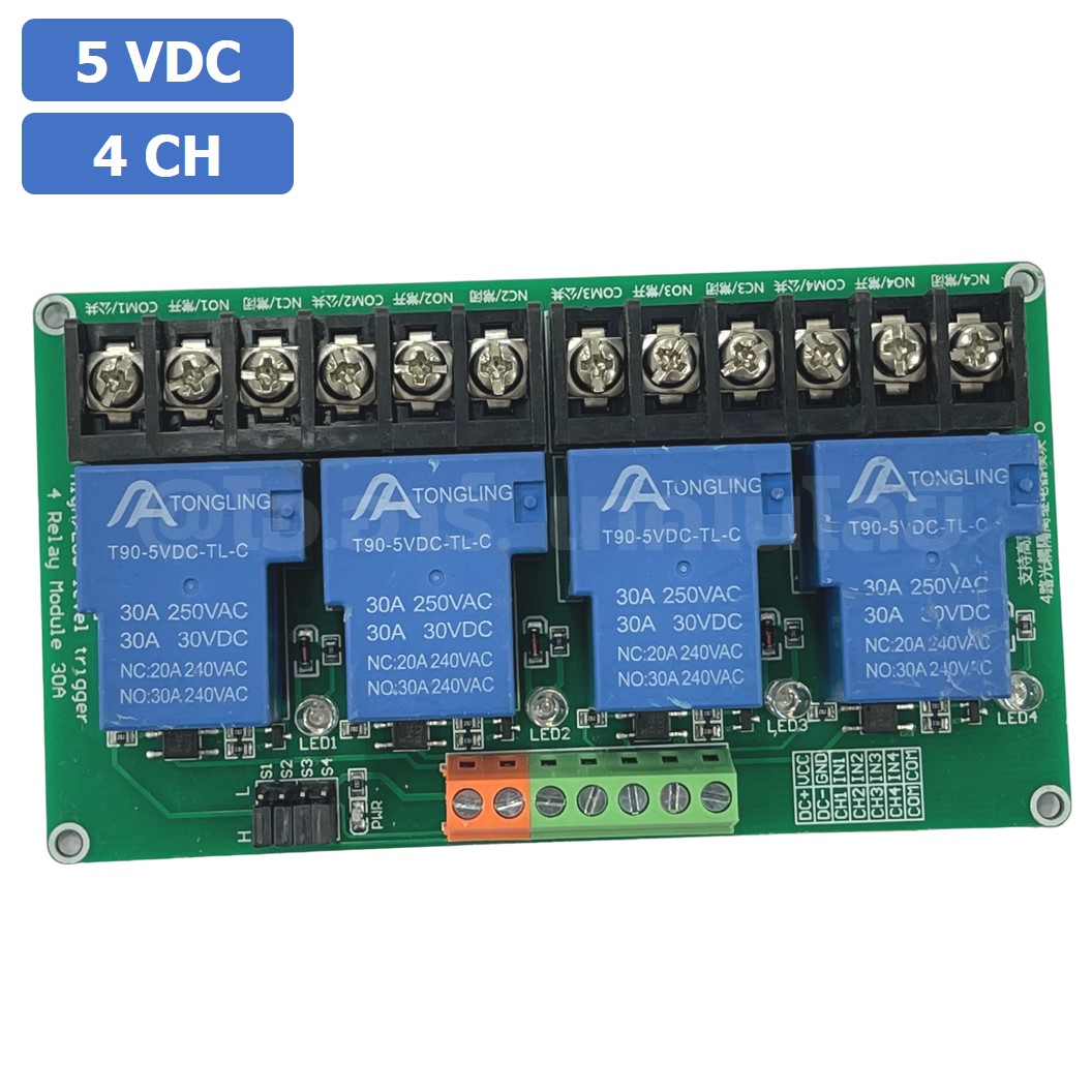 CM027 โมดูลรีเลย์ 4ช่อง 5VDC 30A 4 Channel Relay DC5V 30A แบบ Active Low/High รีเลย์ isolation Relay Module ทนกระแสสูง