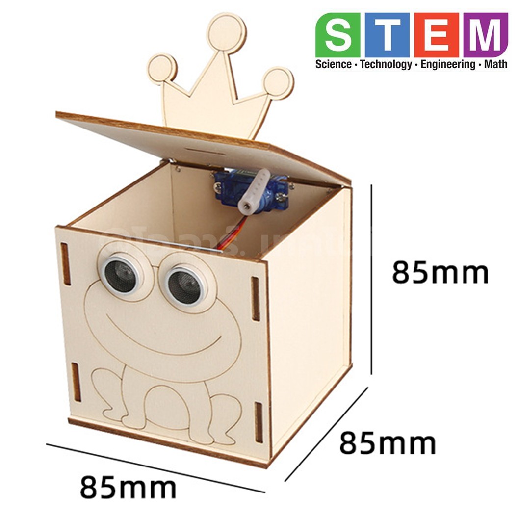 T-M228 ชุดประกอบไม้ ถังขยะอัตโนมัติ Automatic Bin เปิด-ปิด อัตโนมัติ Wooden Kit STEM Education ของเล่นเสริมทักษะ เสริมพัฒนาการ ชุดประกอบถังขยะเปิดปิด